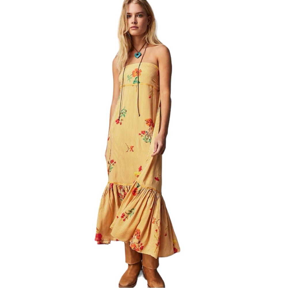 Free People Yellow Floral Maxi Dress